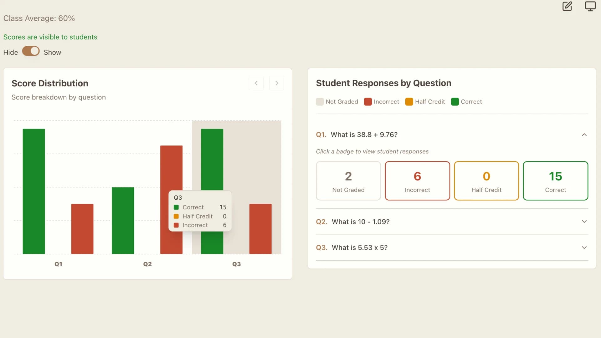 assessment data screenshot