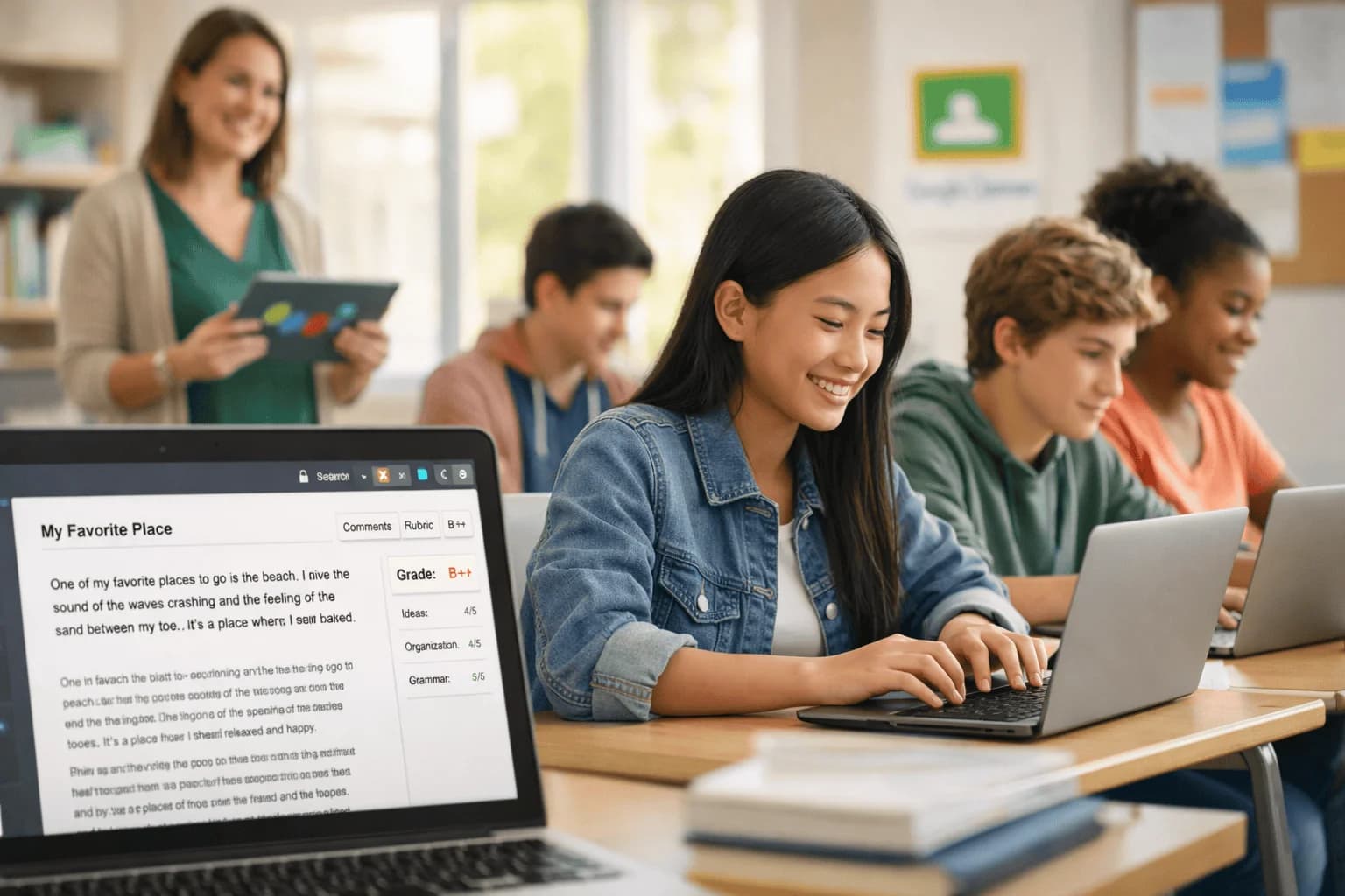 Students engaged in writing assignments on JotterBlog platform